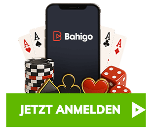 Spielkarten und Chips als Teil des Bahigo casino willkommen bonus mit Anmelde Button
